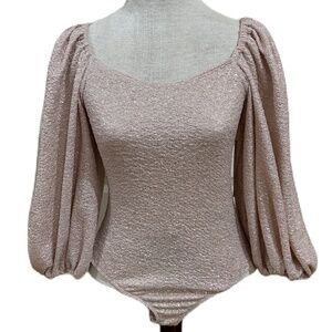Bucketlist bodysuit puff sleeve Champagne sparkle Small
